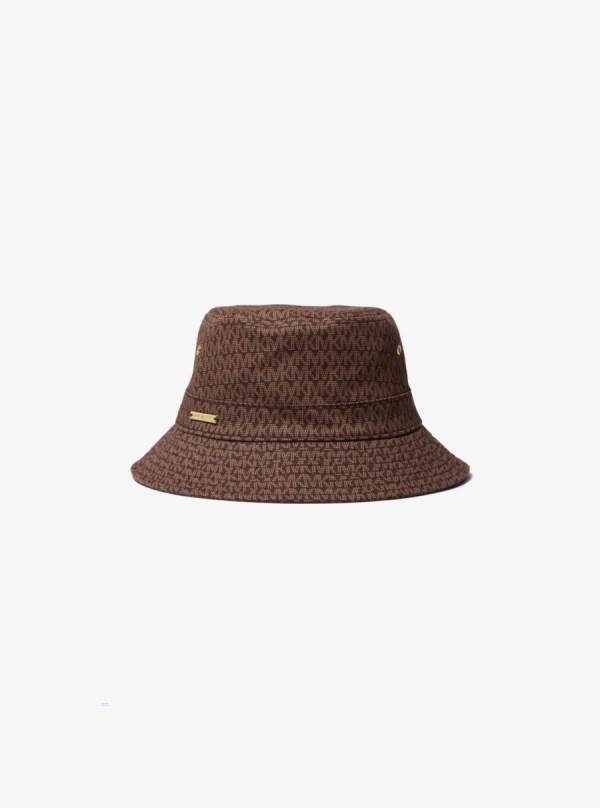 Damske Klobuky Michael Kors Logo Print Organic Cotton Blend Bucket Čokoláda - Doplnky Michael Kors Slevy | BKLRN-1375